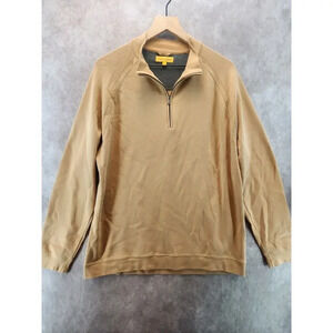 Tricots St Raphael Sweater Mens Extra Large XL Brown Quarter Zip Pullover Cotton